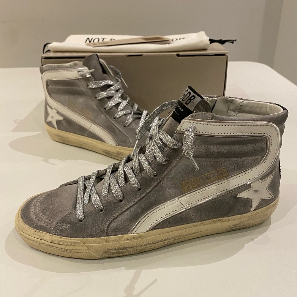 Golden Goose Slide Sneaker in Mud/Black/Silver sz 41 New in Box - Picture 10 of 11